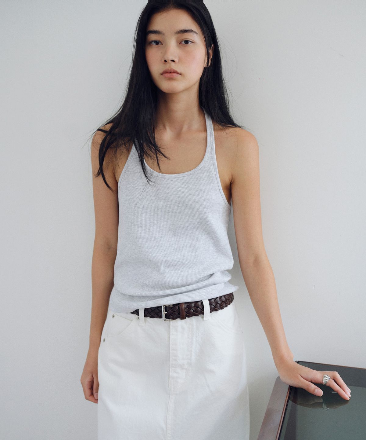유라고(URAGO) Ribbed halter neck top