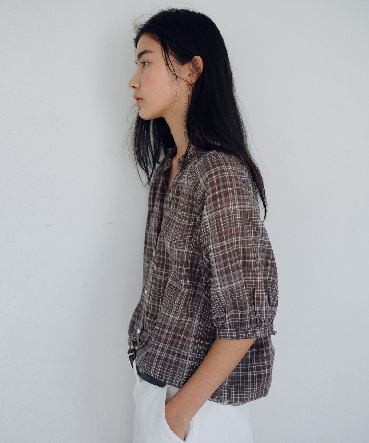 유라고(URAGO) Check frill blouse