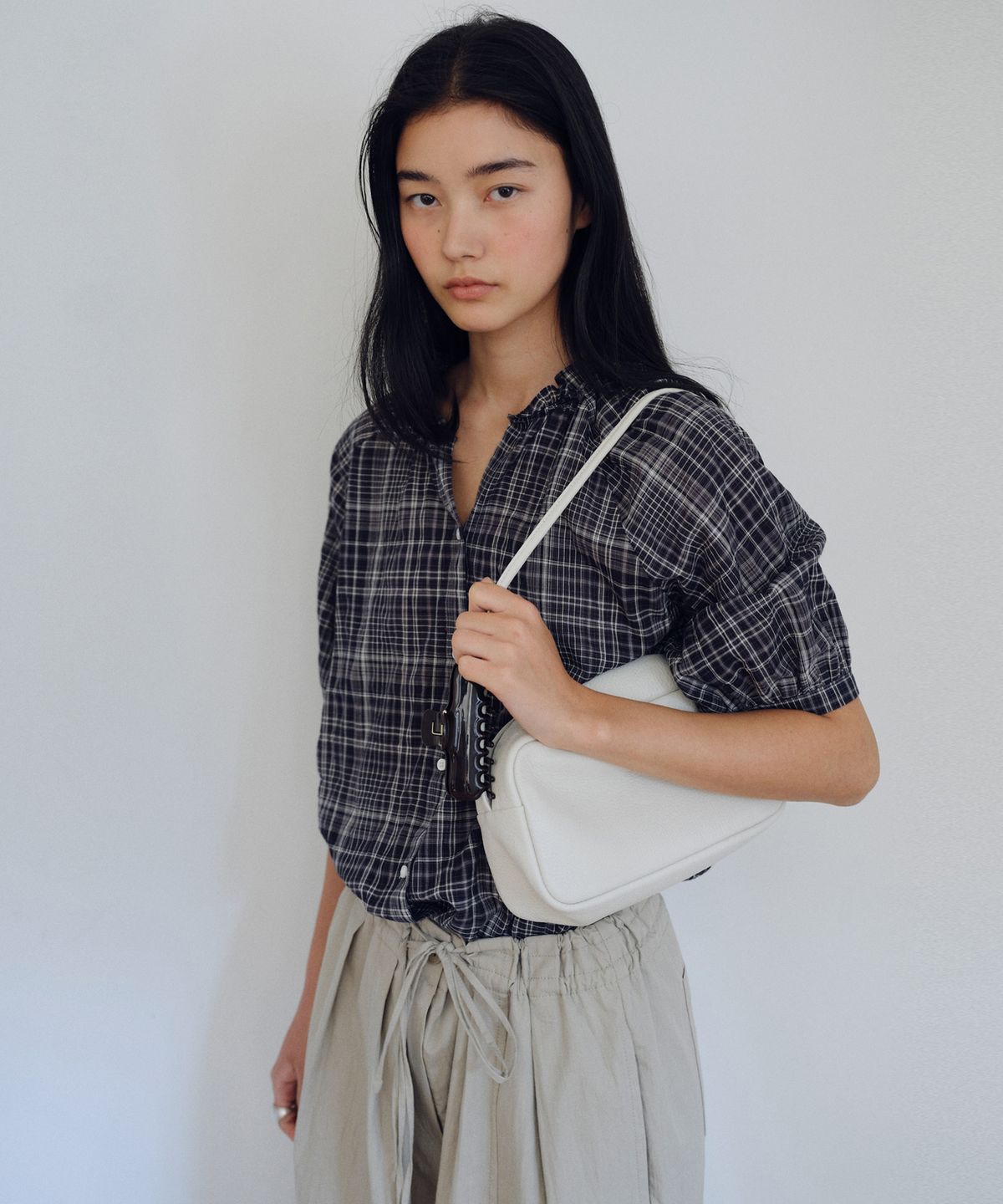 유라고(URAGO) Check frill blouse