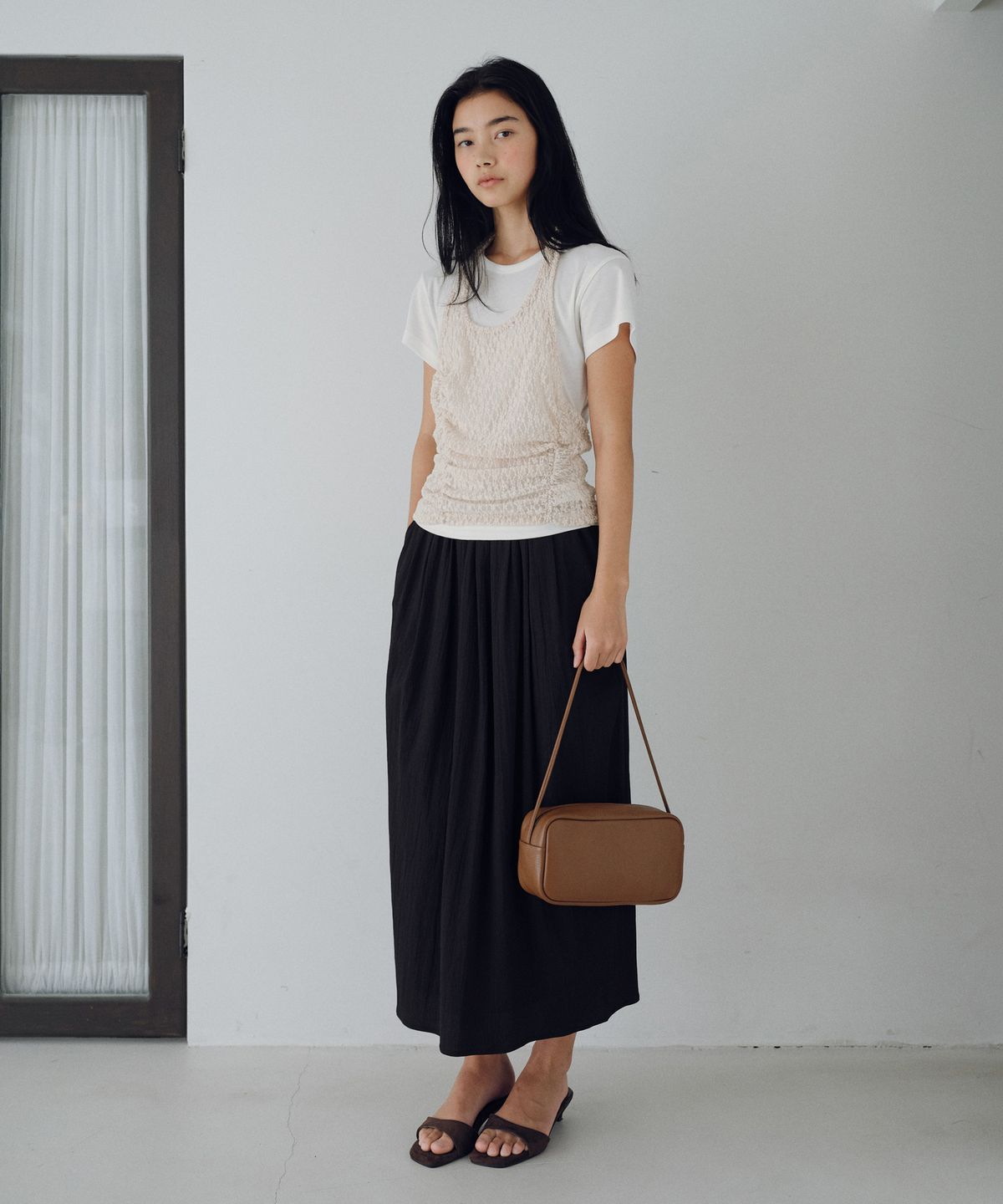 유라고(URAGO) Luna volume shirring skirt