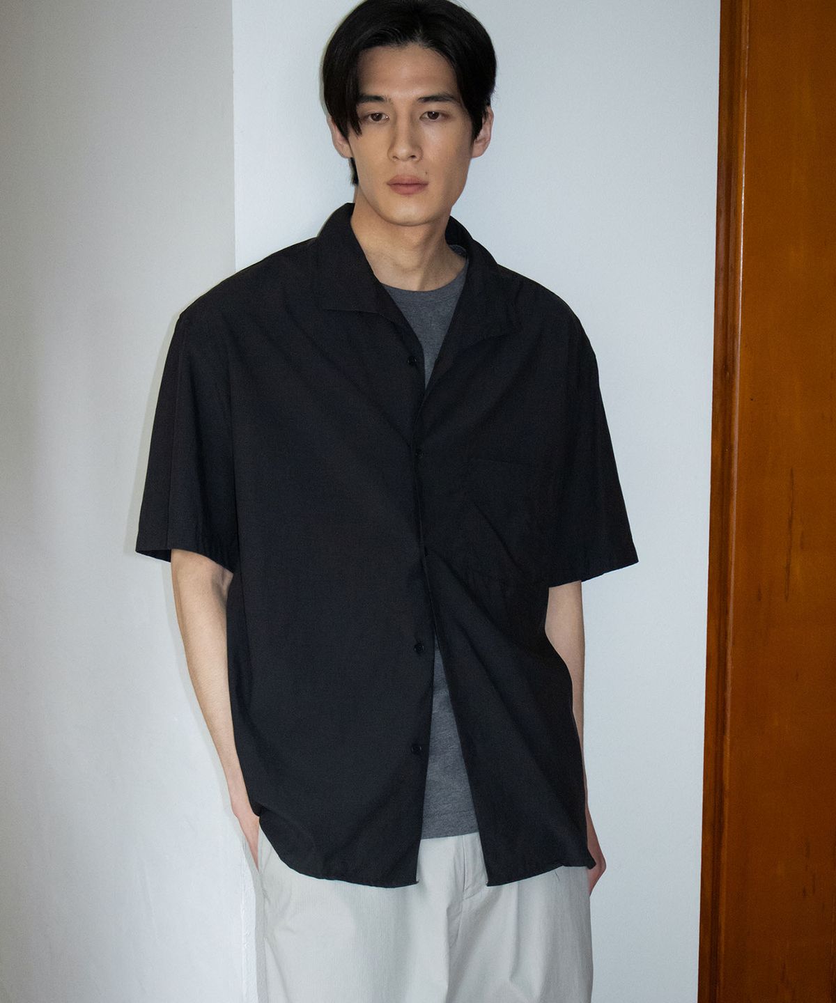블랭크룸(BLANKROOM) 닐로 하프 셔츠_WASHED BLACK