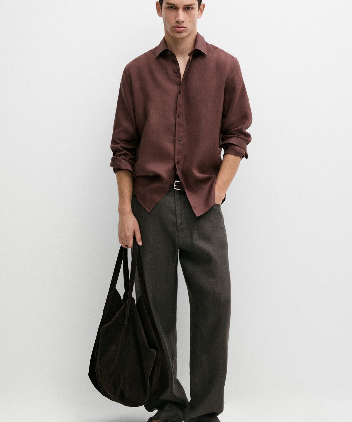 마시모두띠(MASSIMO DUTTI) 100% 린넨 슬림 핏 셔츠