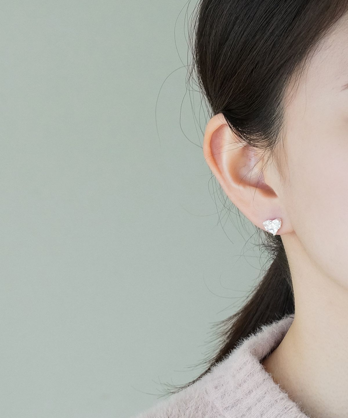 올은(ALLEUN) 실버925 큐빅 통통 하트 볼드 스터드 은 귀걸이