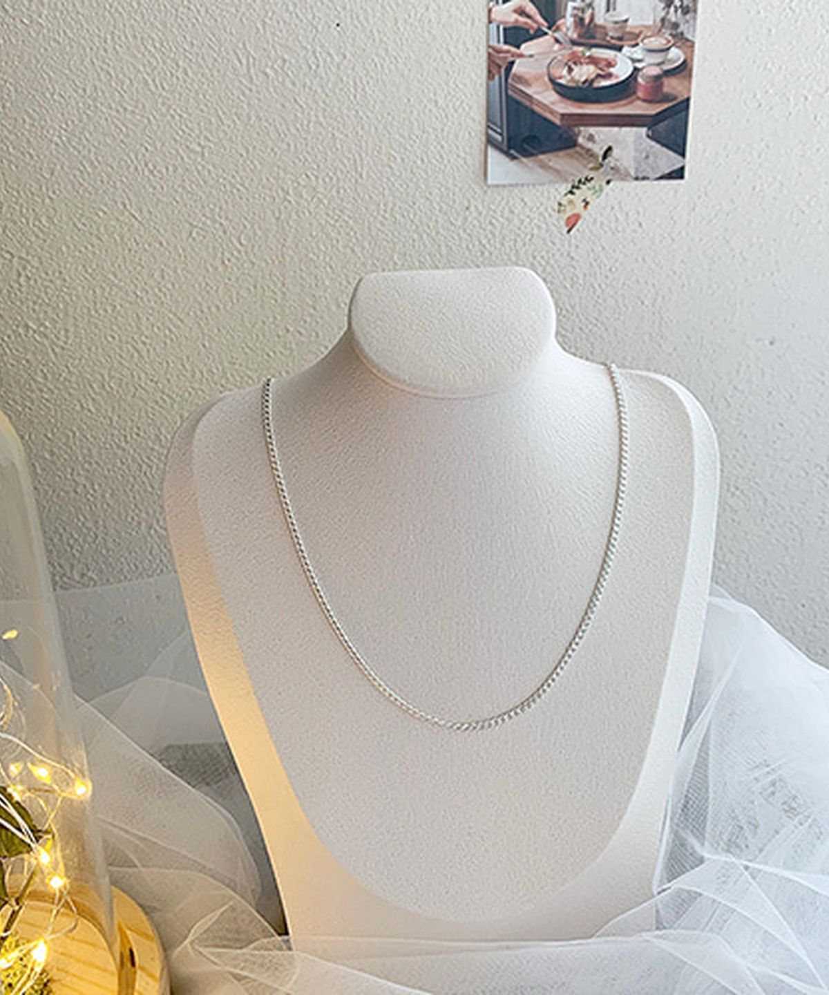 올은(ALLEUN) 실버925 커브 체인 목걸이 볼드 레이어드