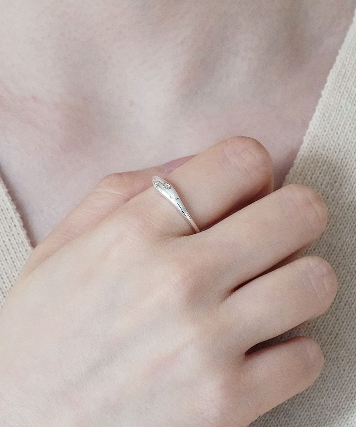 올은(ALLEUN) 실버925 큐빅 별 은 반지 커플 레이어드