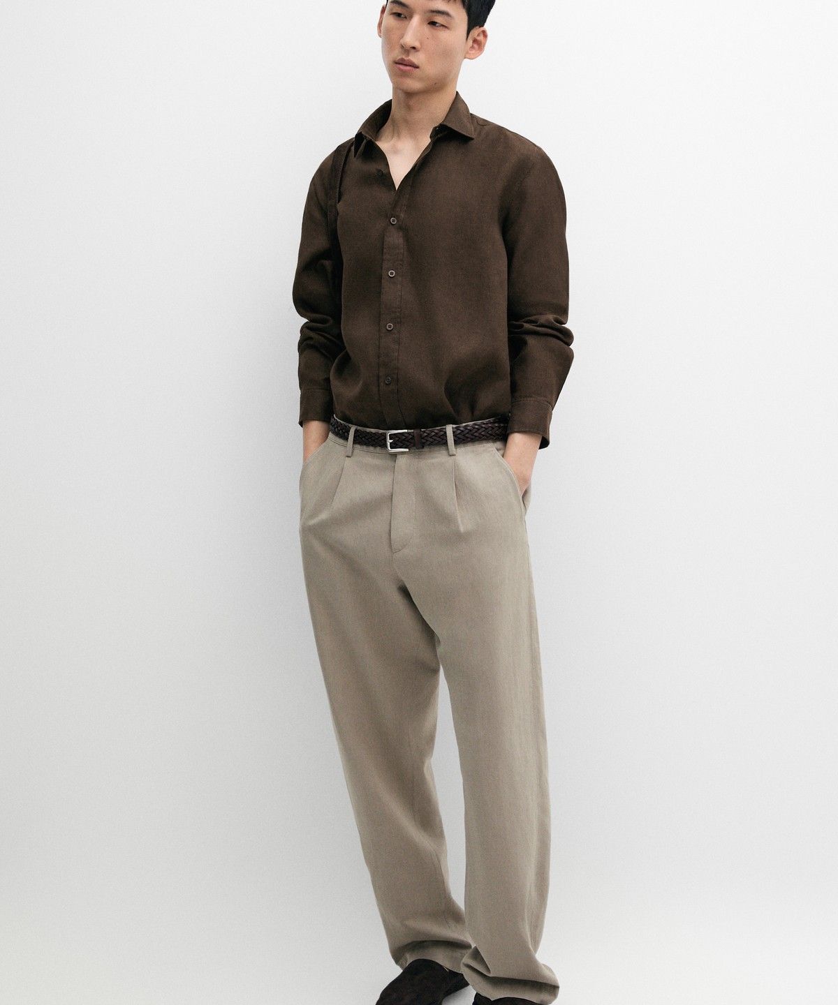 마시모두띠(MASSIMO DUTTI) 슬림 핏 100% 린넨 셔츠