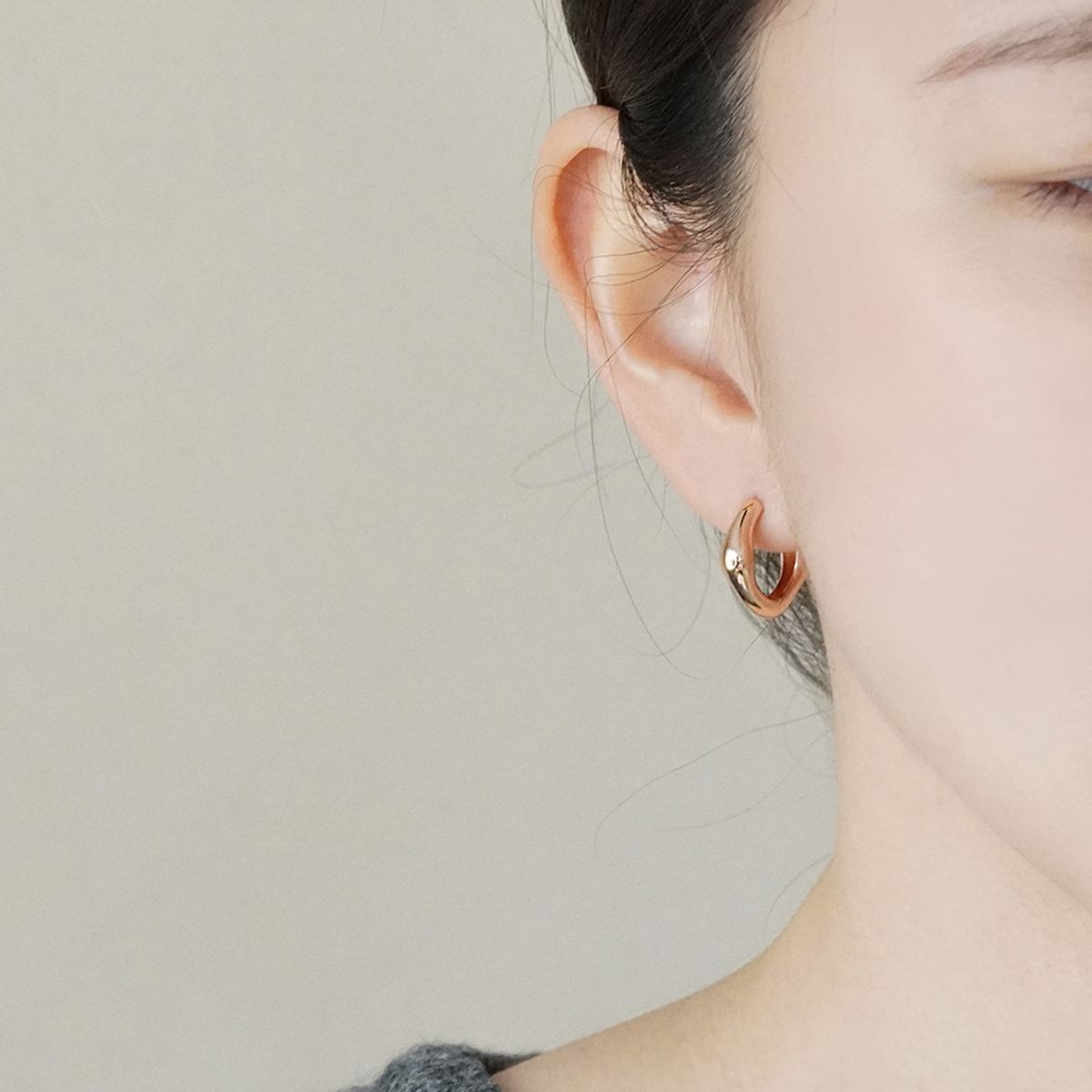 올은(ALLEUN) 14K 18K 스퀘어 원터치 링 금 귀걸이 볼드