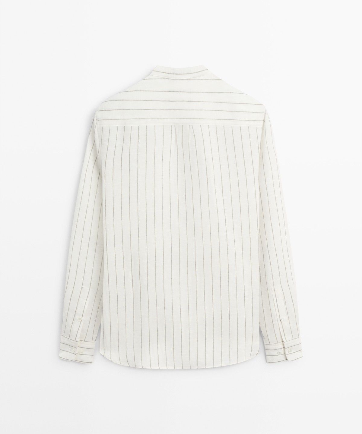 마시모두띠(MASSIMO DUTTI) 100% 린넨 스트라이프 스탠드 칼라 셔츠