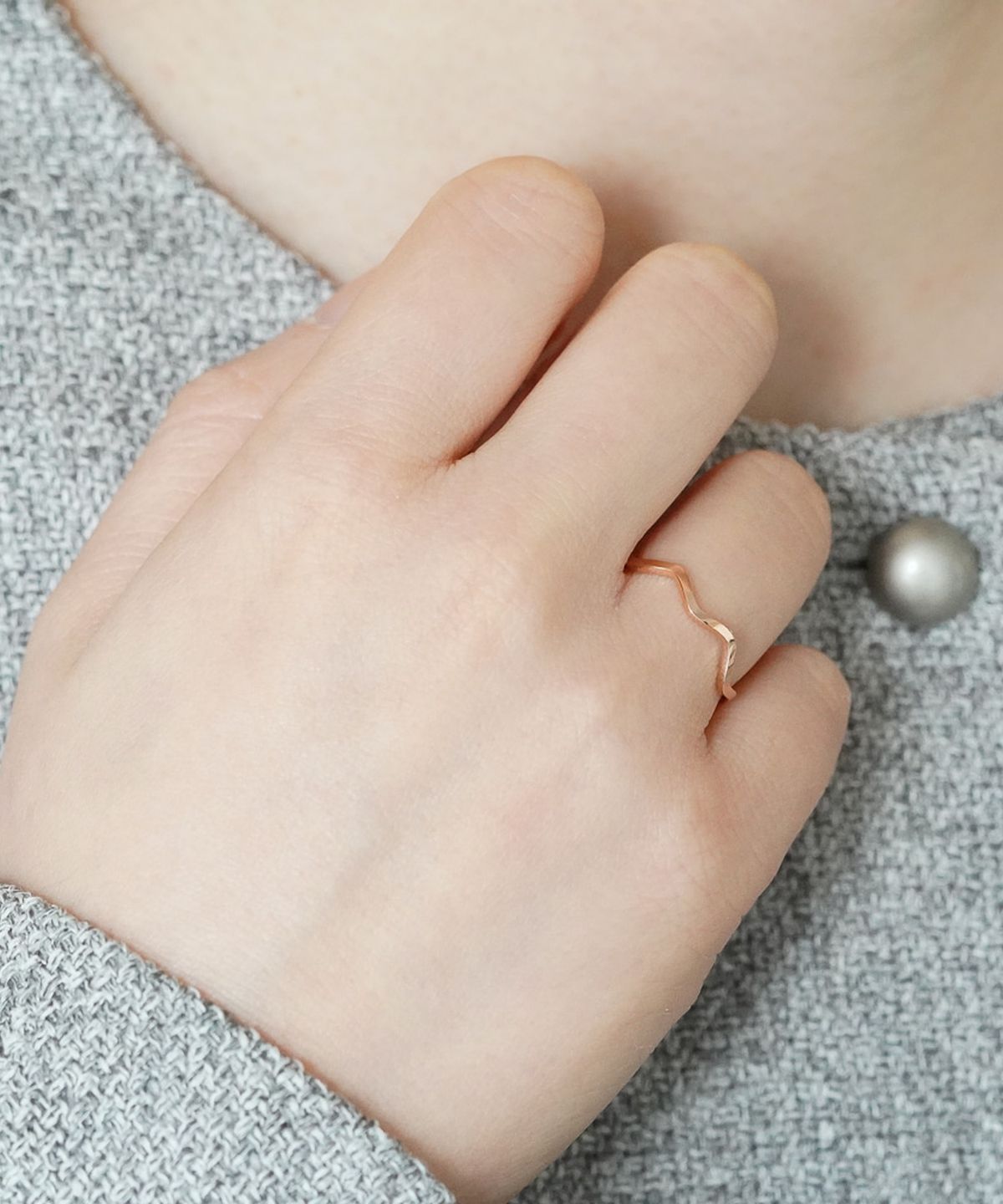 올은(ALLEUN) 14K 18K 물결 금 링 반지 커플 실 레이어드