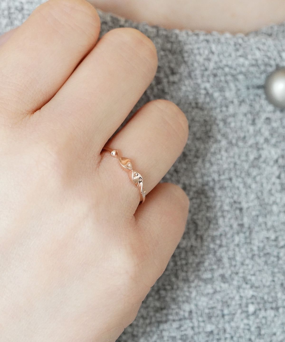 올은(ALLEUN) 14K 18K 물고기 금 반지 쥬얼리 레이어드 우정