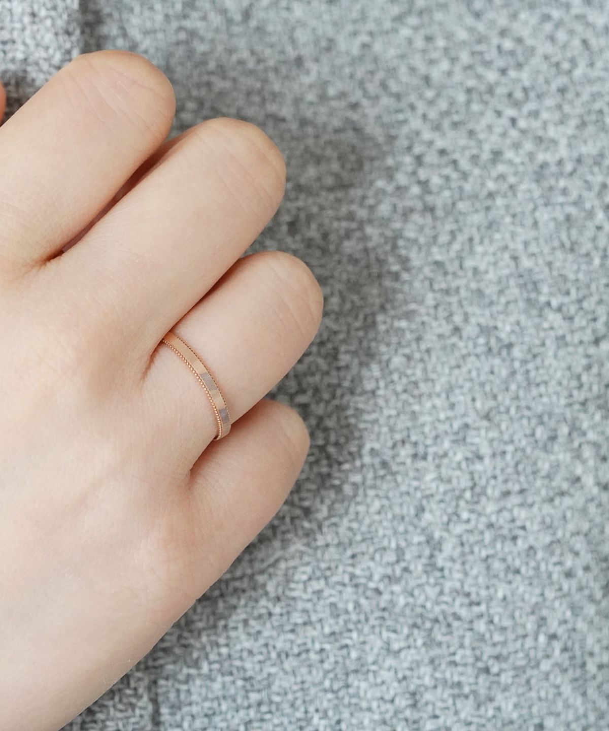 올은(ALLEUN) 14K 18K 얇은 밀그레인 커플 금 반지 결혼 웨딩 링