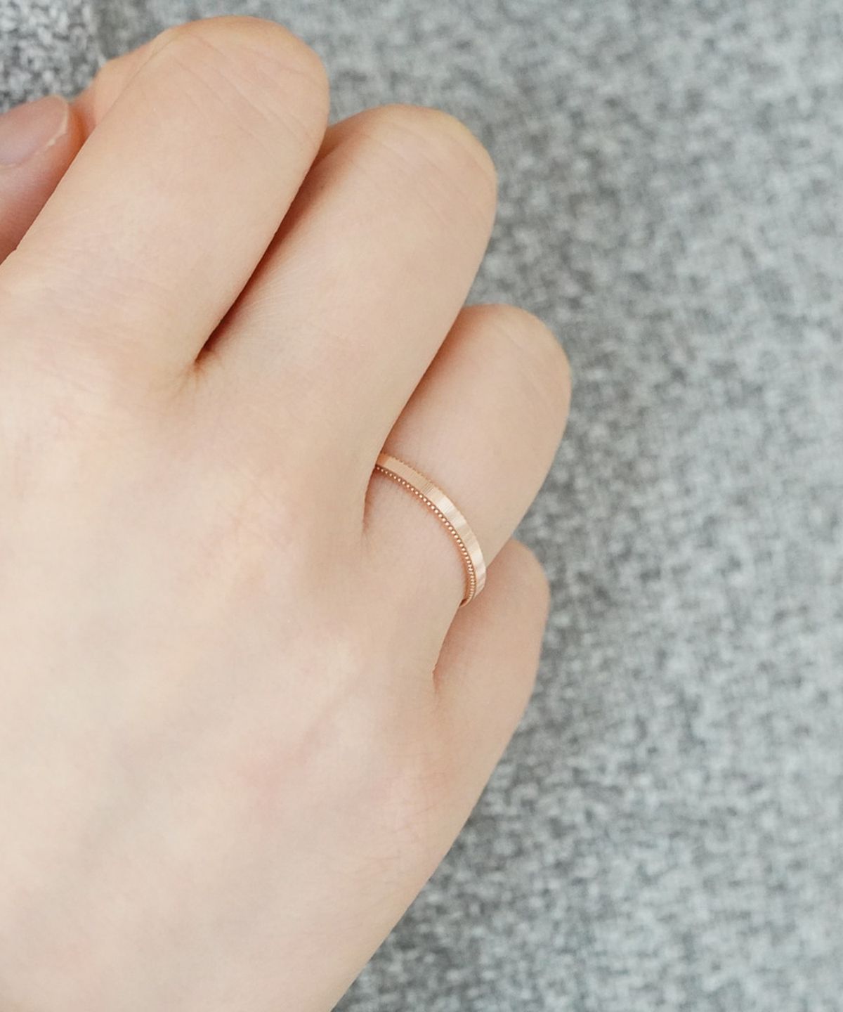 올은(ALLEUN) 14K 18K 얇은 밀그레인 커플 금 반지 결혼 웨딩 링