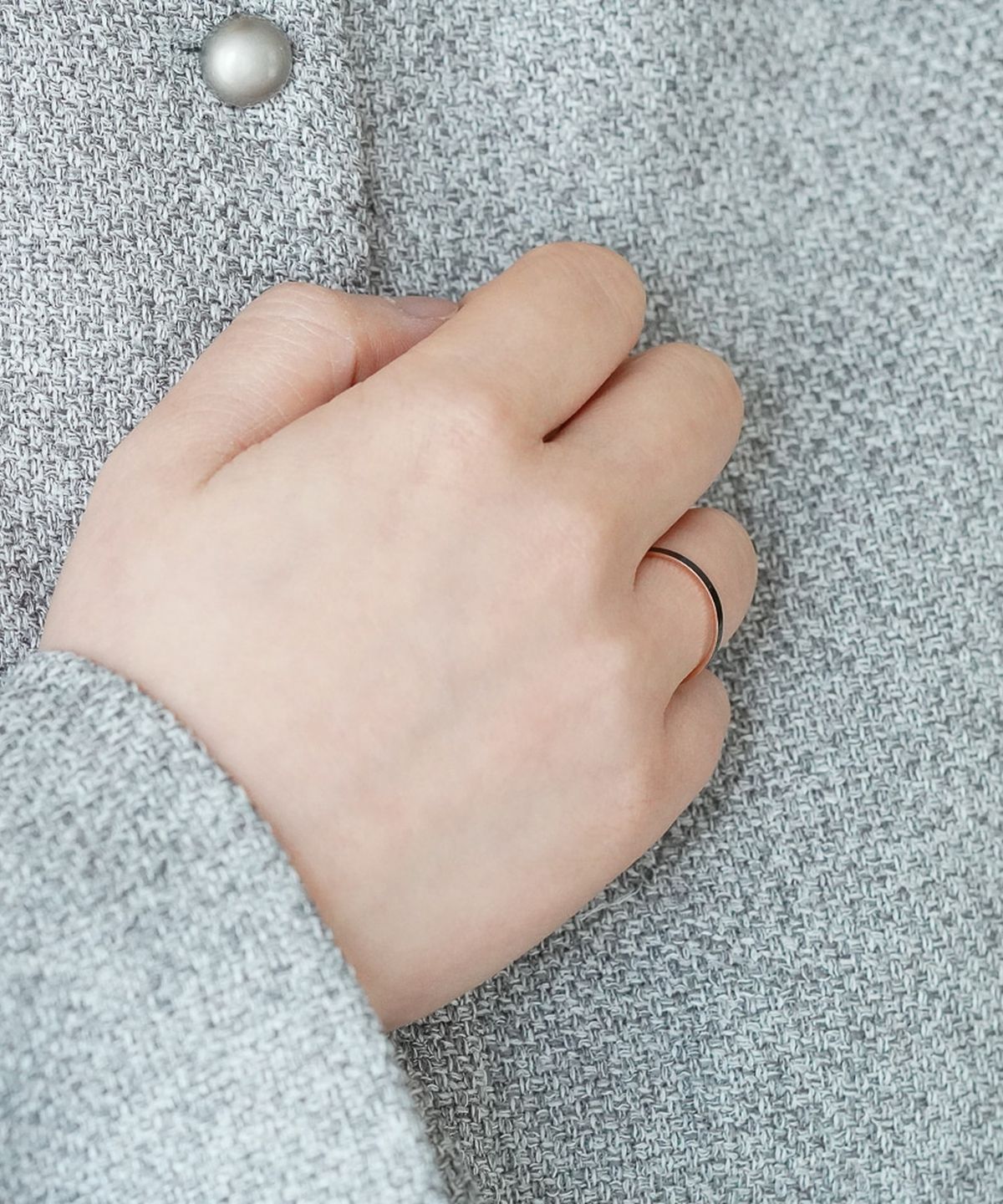올은(ALLEUN) 14K 18K 블랙 에폭 커플링 금 반지 우정 링 패션