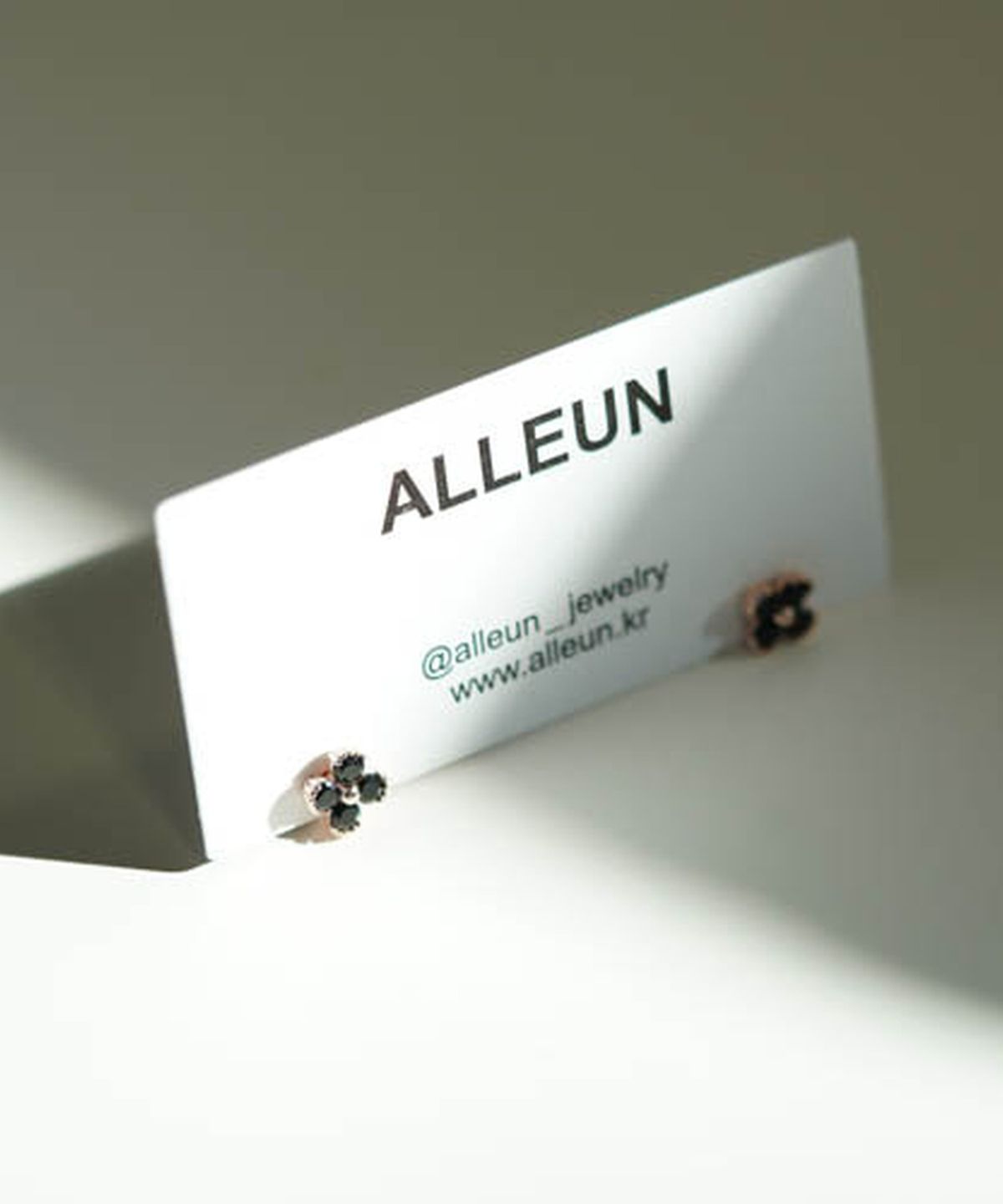 올은(ALLEUN) 실버925 오닉스 원석 클로버 은 귀걸이