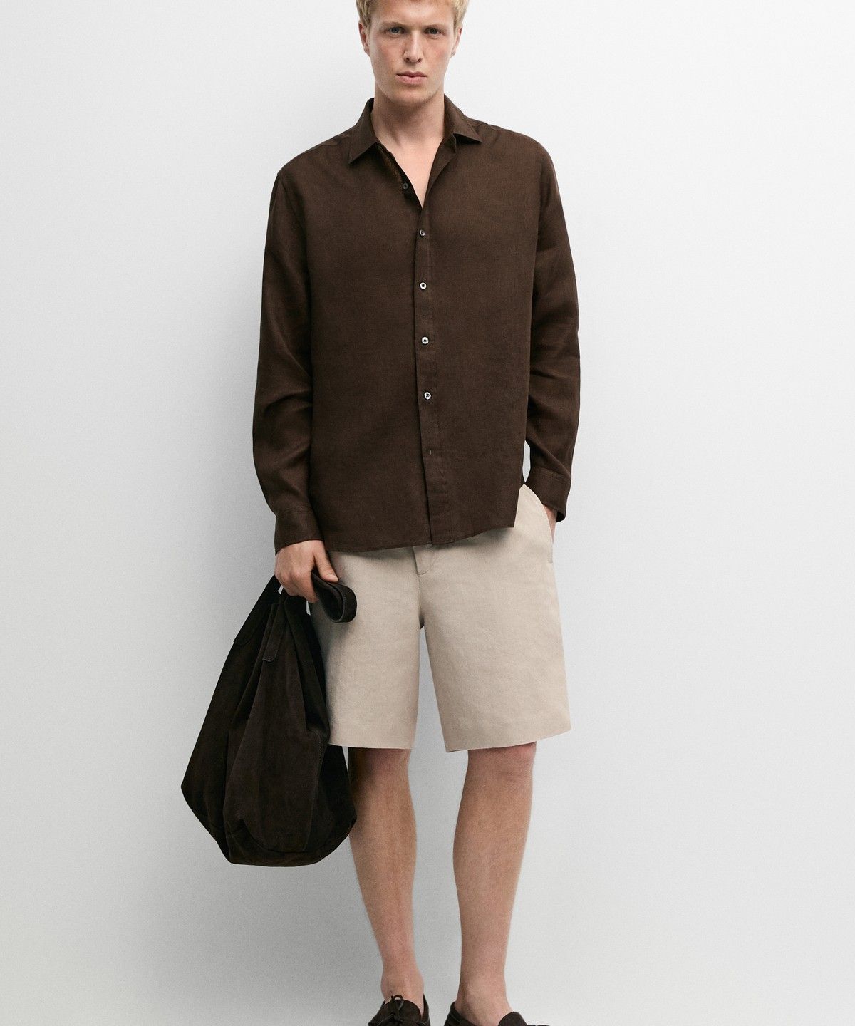 마시모두띠(MASSIMO DUTTI) 100% 린넨 버뮤다 쇼츠