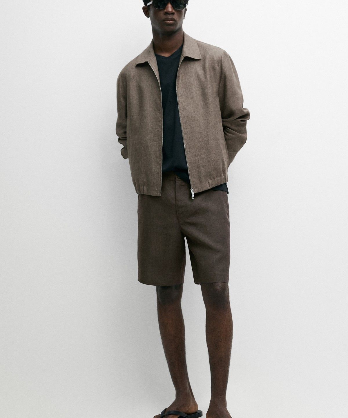 마시모두띠(MASSIMO DUTTI) 100% 린넨 버뮤다 쇼츠