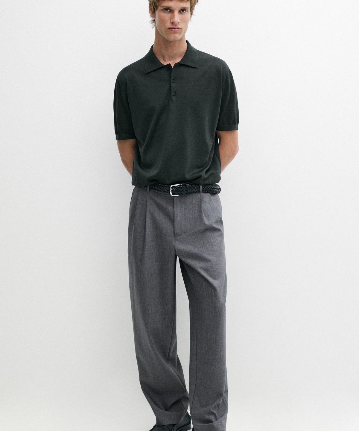 마시모두띠(MASSIMO DUTTI) 릴랙스 핏 핀턱 쿨 울 팬츠