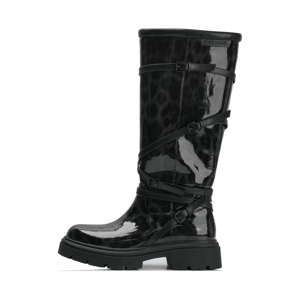 MUSINSA | IHCNIK [X ODOR] Glossy Leopard Rain Boots