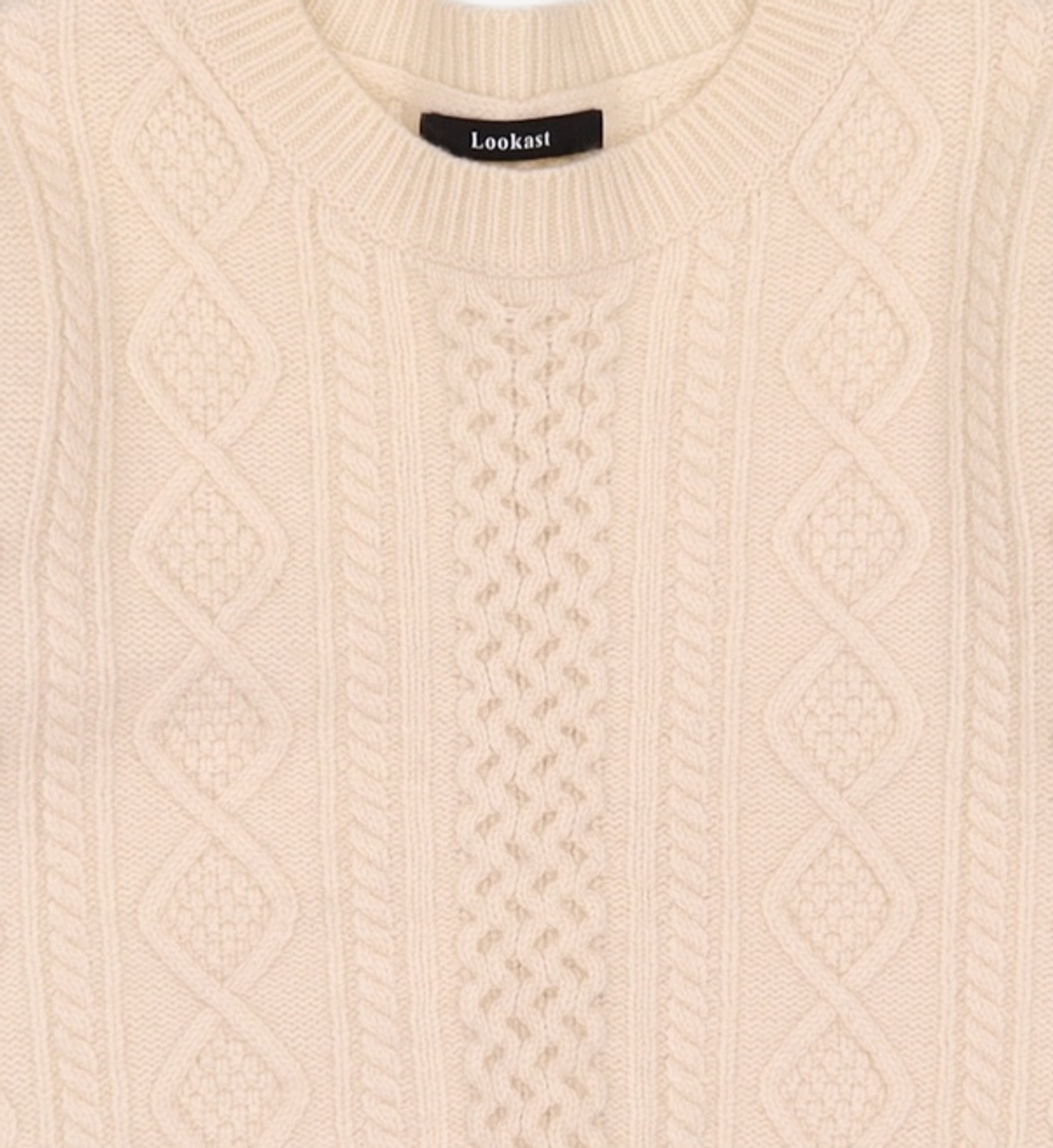 룩캐스트(LOOKAST) 아이보리 로우 케이블 울 니트 / IVORY ROWE CABLE WOOL KNIT ONE SIZE