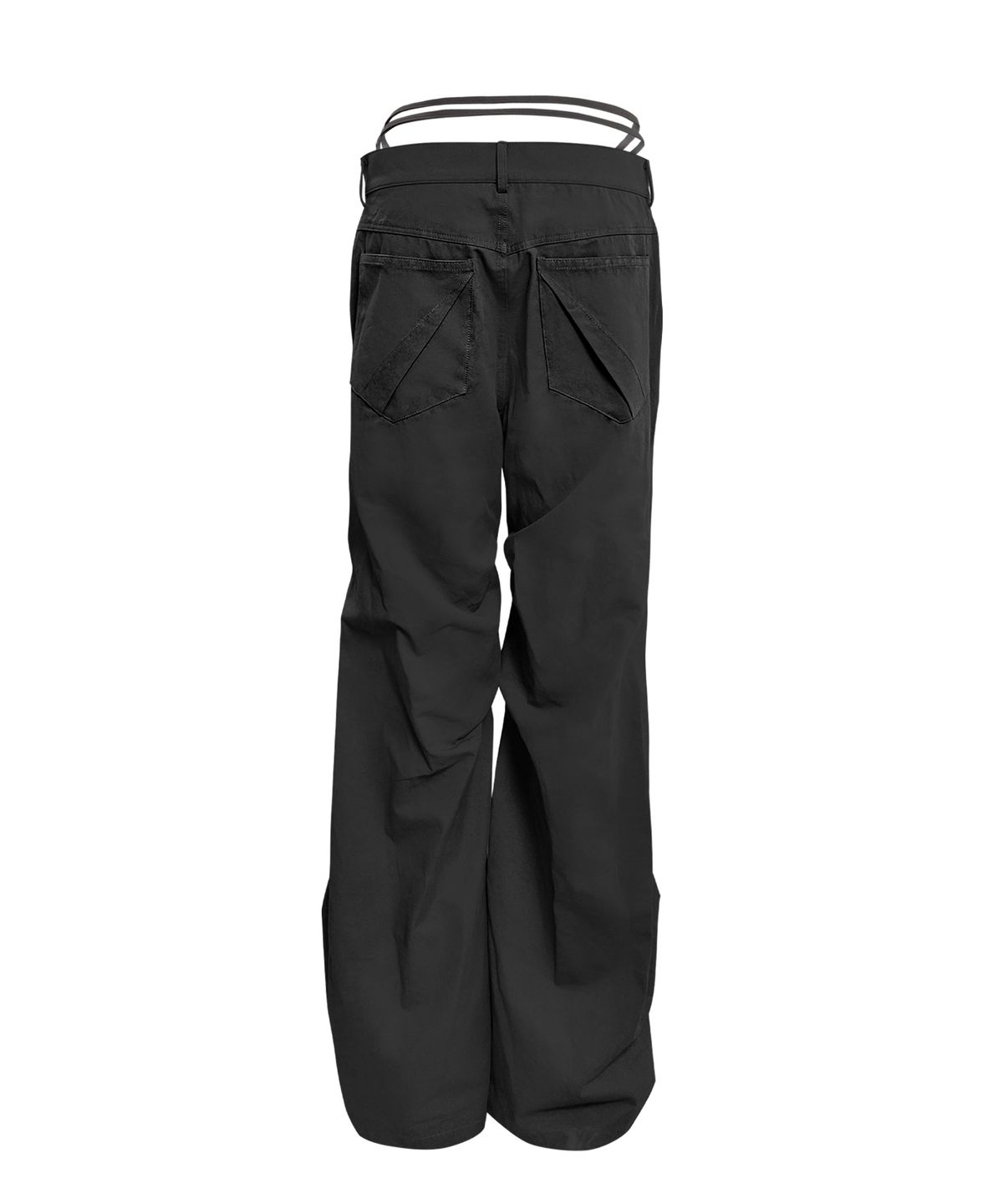 정도(JUNGDO) PELVIC STRAP CURVED PANTS . BLACK