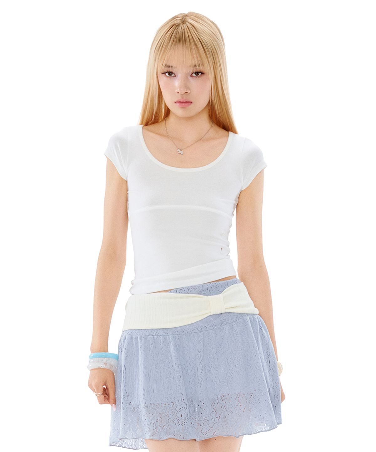 포어링(FORUSRING) Twinny button tee (white)