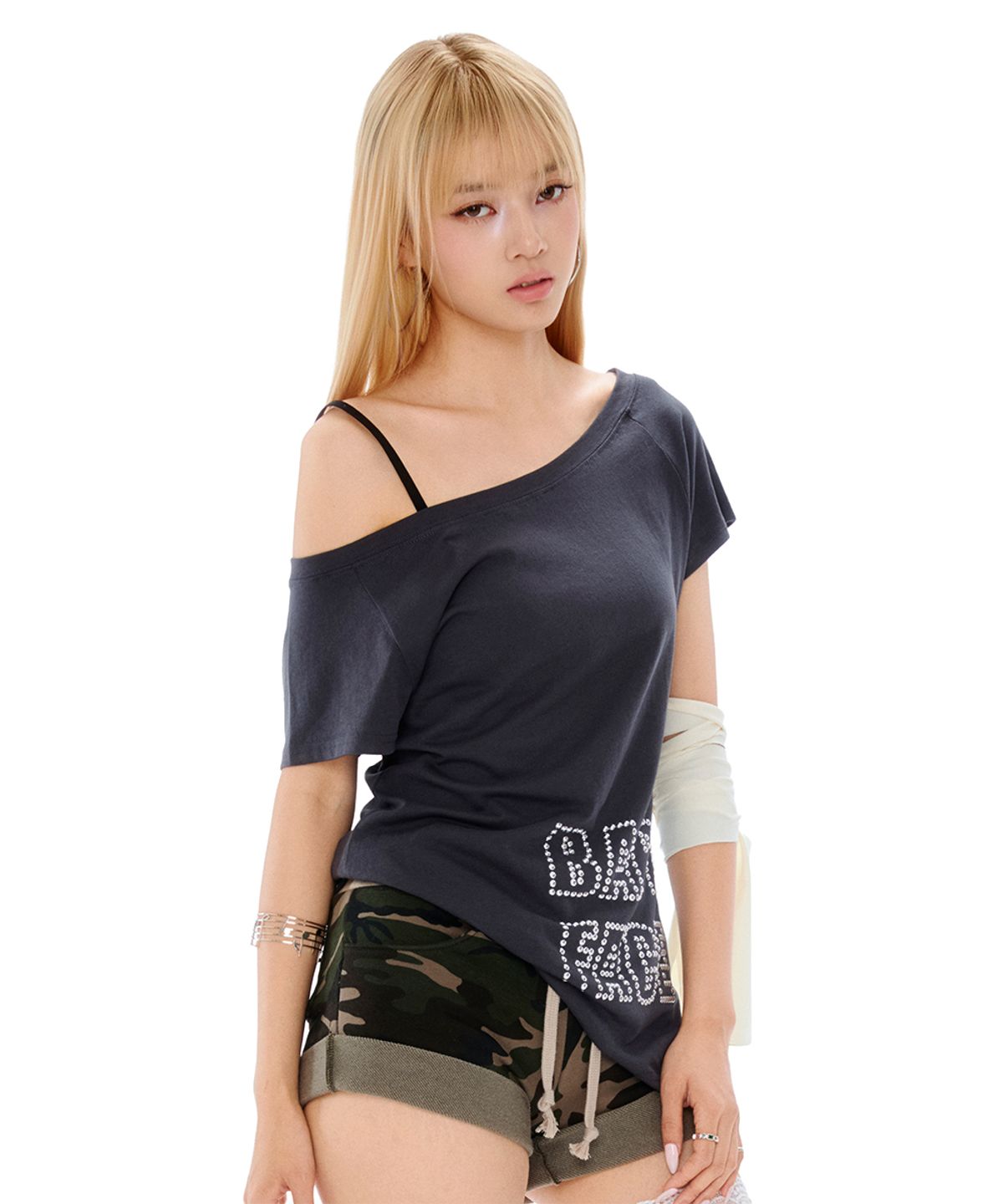 포어링(FORUSRING) Baby face box tee (charcoal)