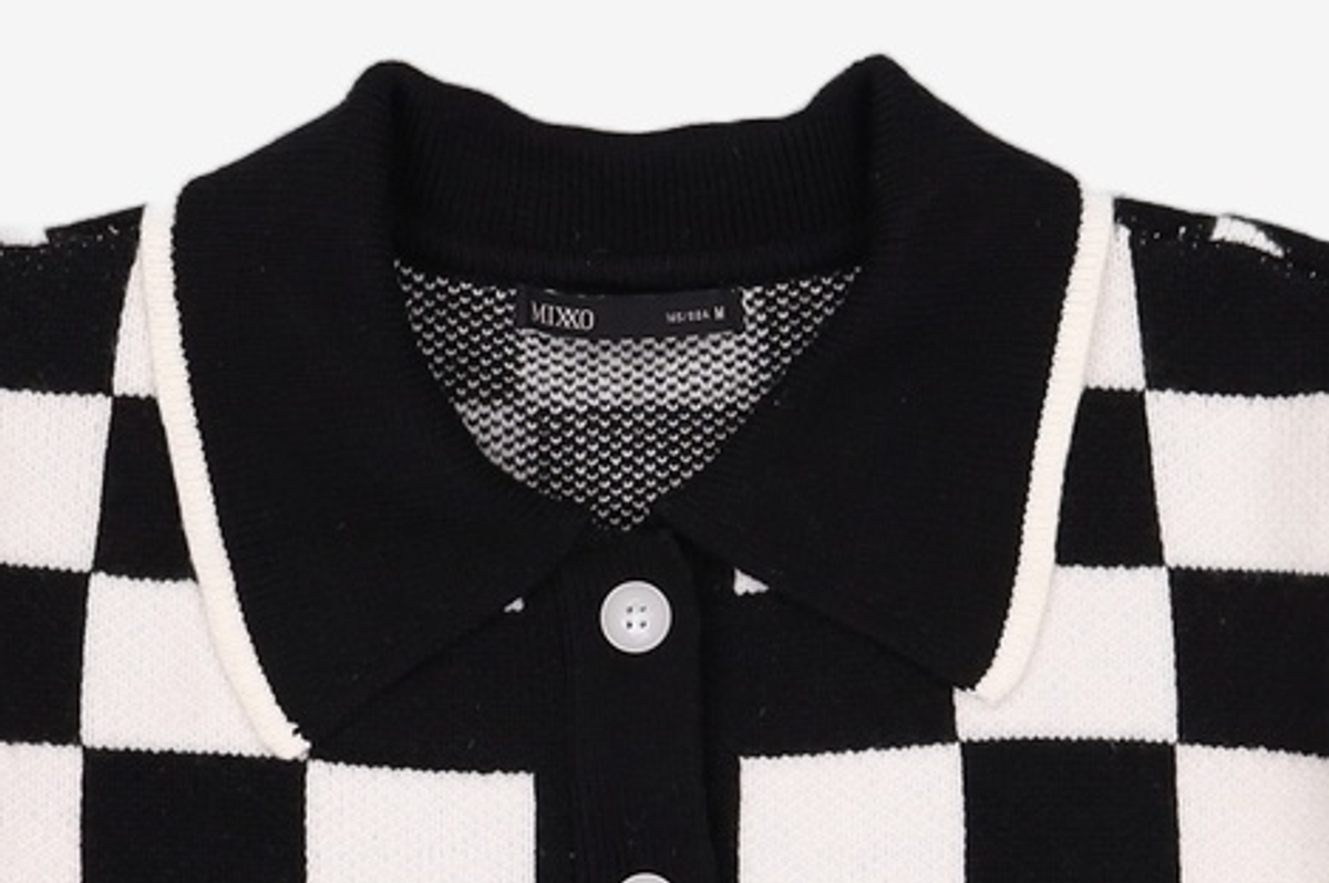 미쏘(MIXXO) 카라넥 체크 가디건 MIWCKCV25T M
