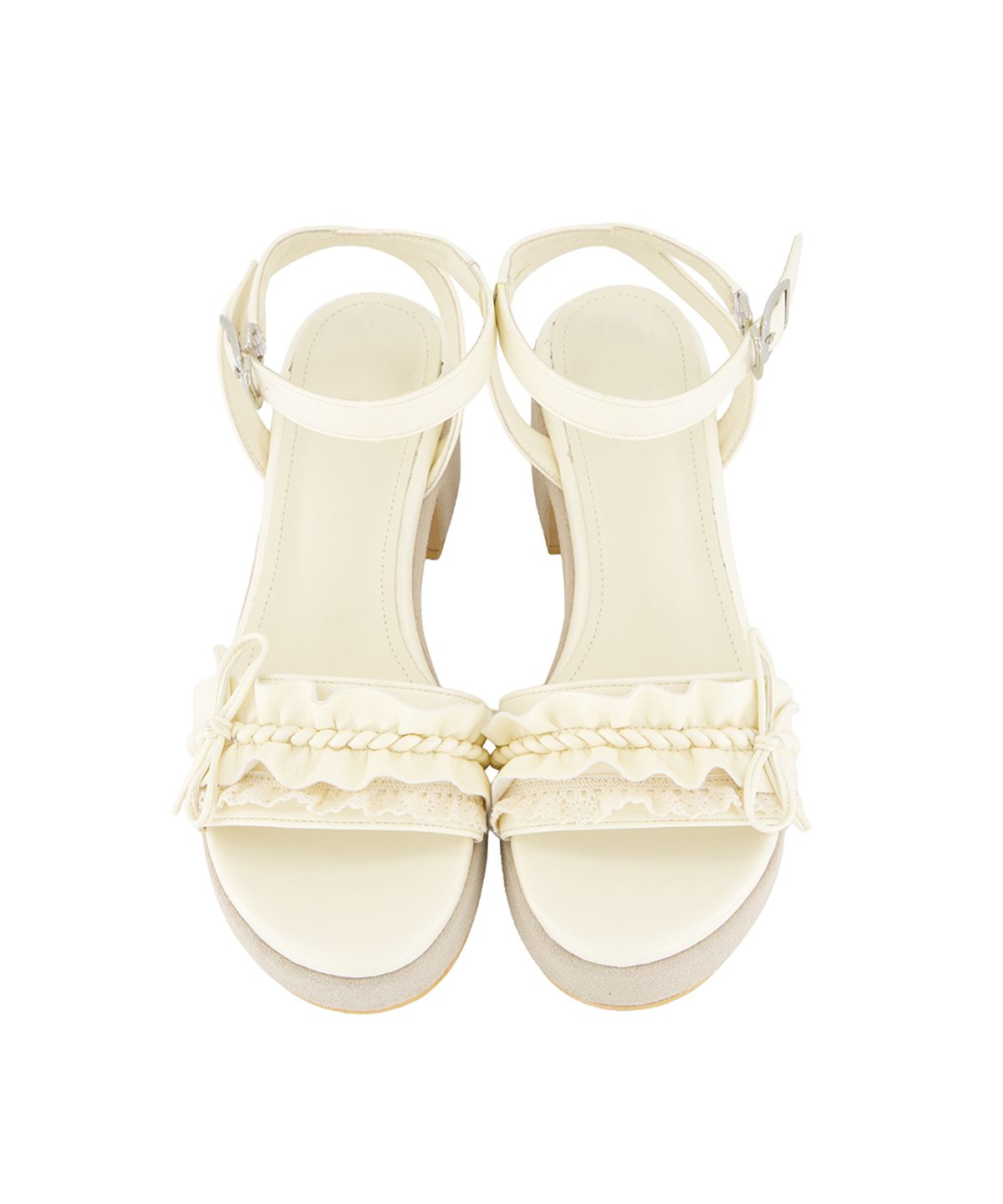포어링(FORUSRING) Dolly ribbon wedge heels (ivory)