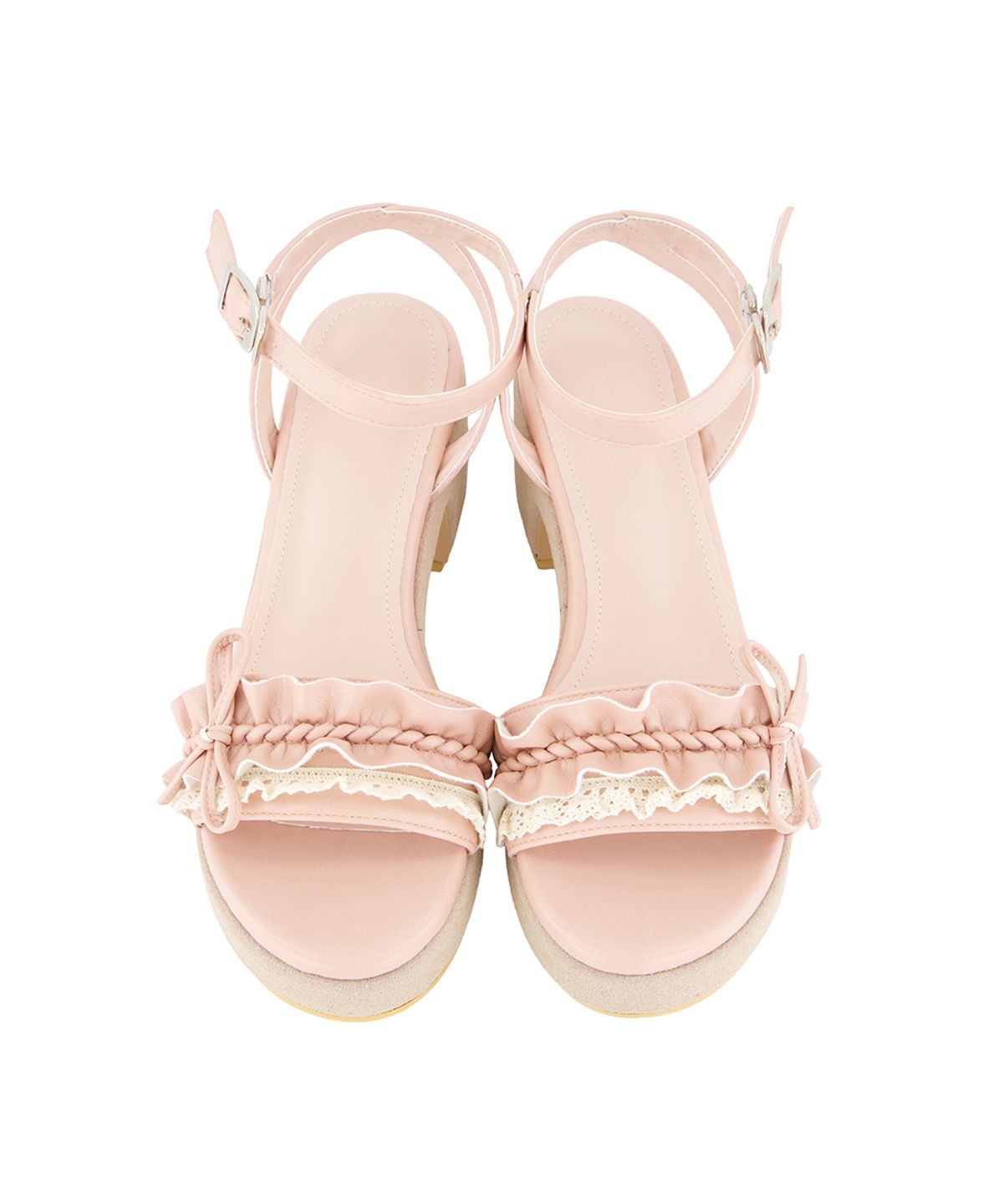 포어링(FORUSRING) Dolly ribbon wedge heels (pink)
