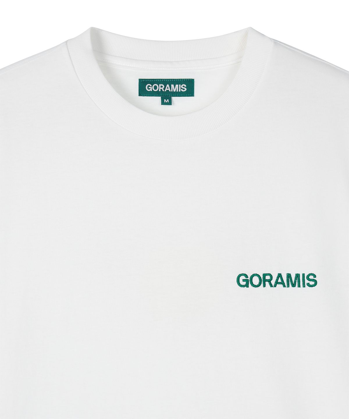 고라미스(GORAMIS) 로고 엠브로이더리 반팔 티셔츠 [WHITE]