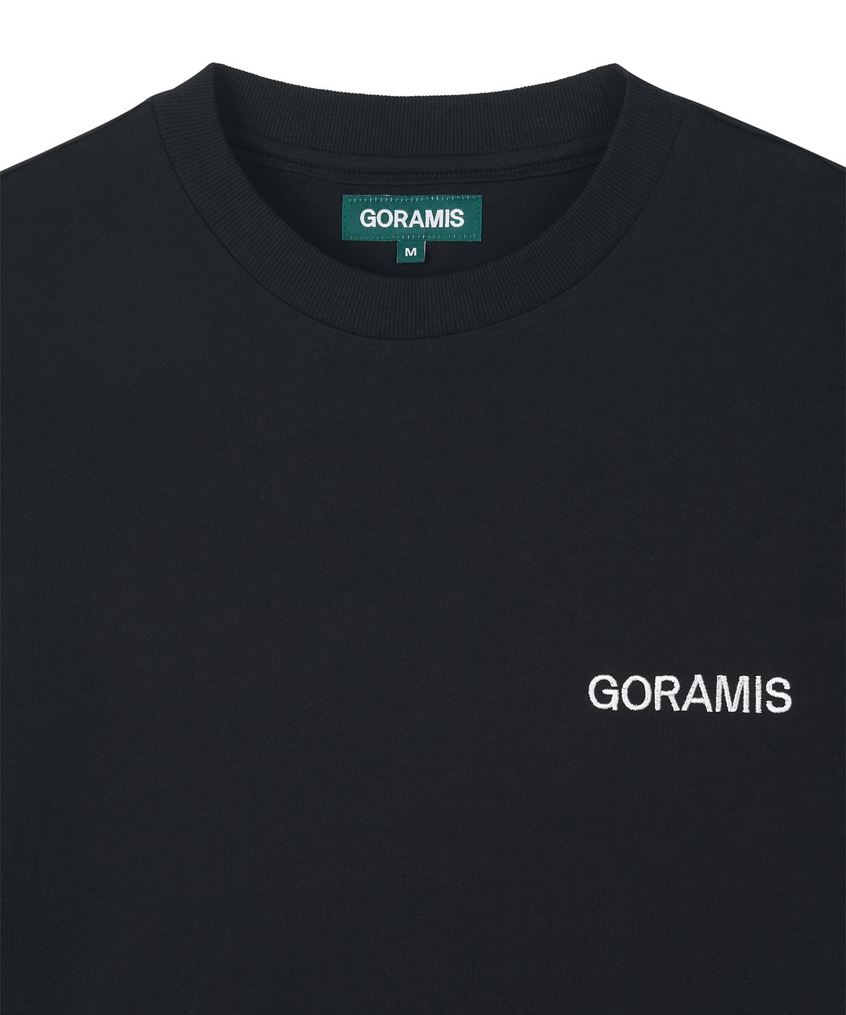 고라미스(GORAMIS) 로고 엠브로이더리 반팔 티셔츠 [BLACK]