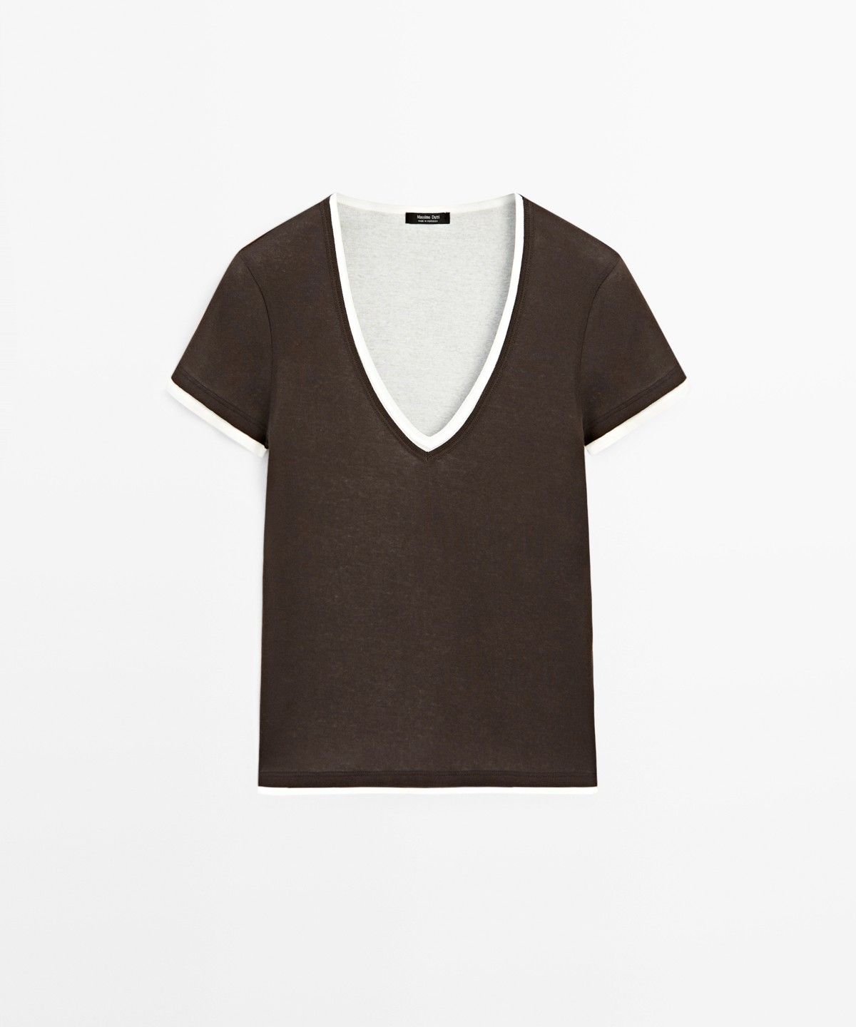 마시모두띠(MASSIMO DUTTI) 100% 코튼 더블 레이어 반팔 티셔츠