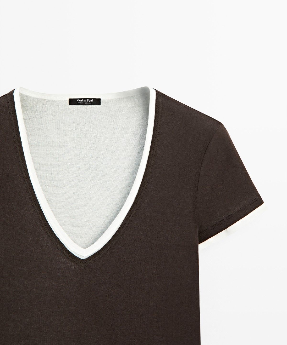 마시모두띠(MASSIMO DUTTI) 100% 코튼 더블 레이어 반팔 티셔츠