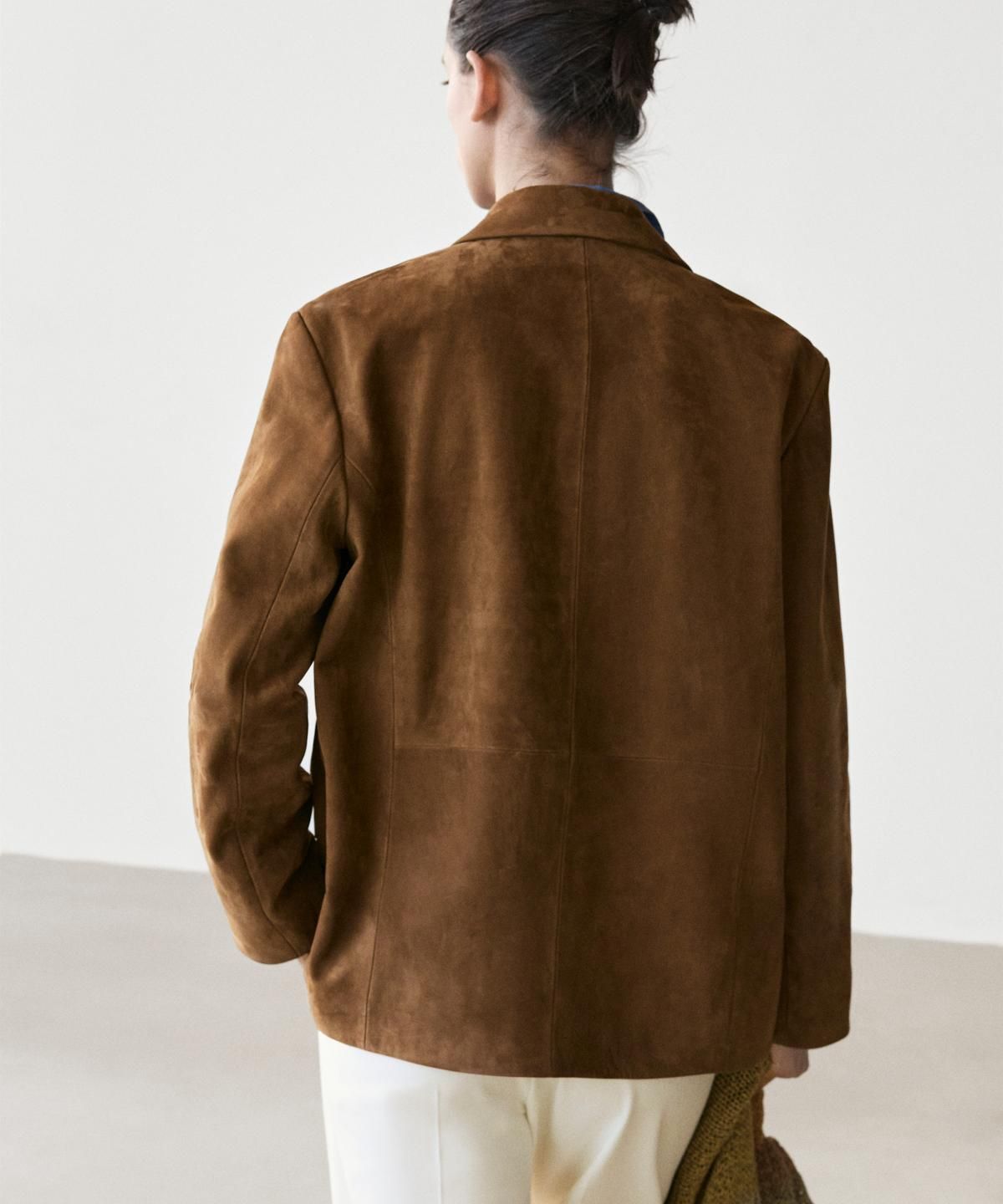마시모두띠(MASSIMO DUTTI) 카멜 스웨이드 레더 블레이저