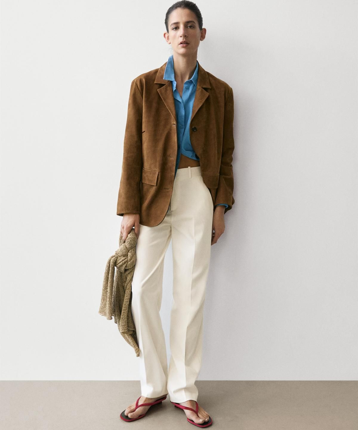 마시모두띠(MASSIMO DUTTI) 카멜 스웨이드 레더 블레이저