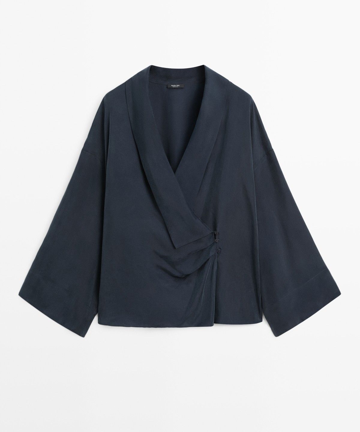 마시모두띠(MASSIMO DUTTI) 셔링 디테일의 플루이드 랩 블라우스