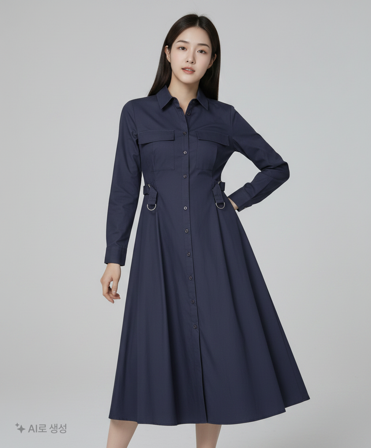 미쏘(MIXXO) 셔츠형 허리 포인트 원피스 MIWOWC412B S