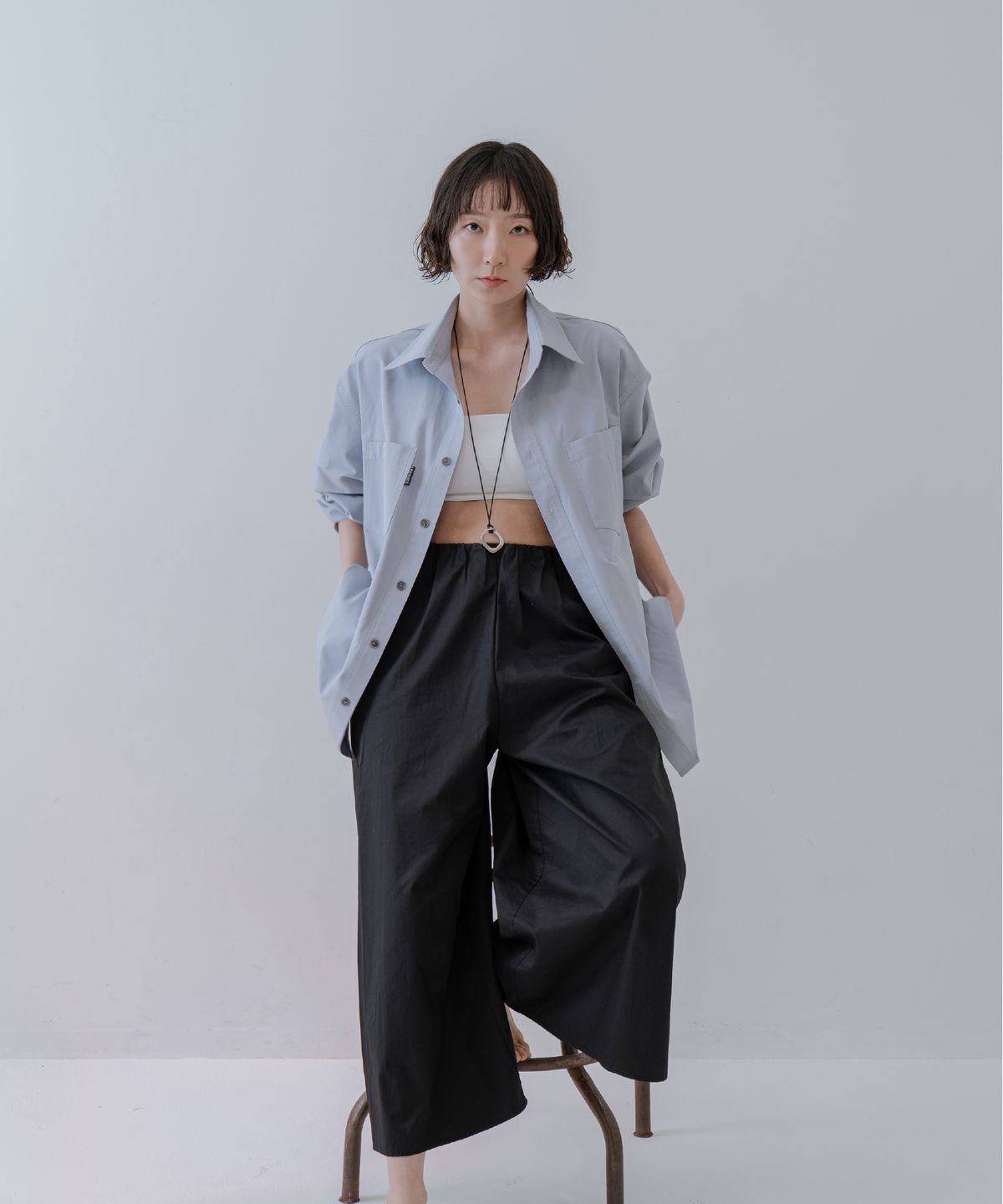 른넷(LEUNNET) 모븐 더블 포켓 셔츠 (Morven Double Pocket Shirt) / Blue Gray