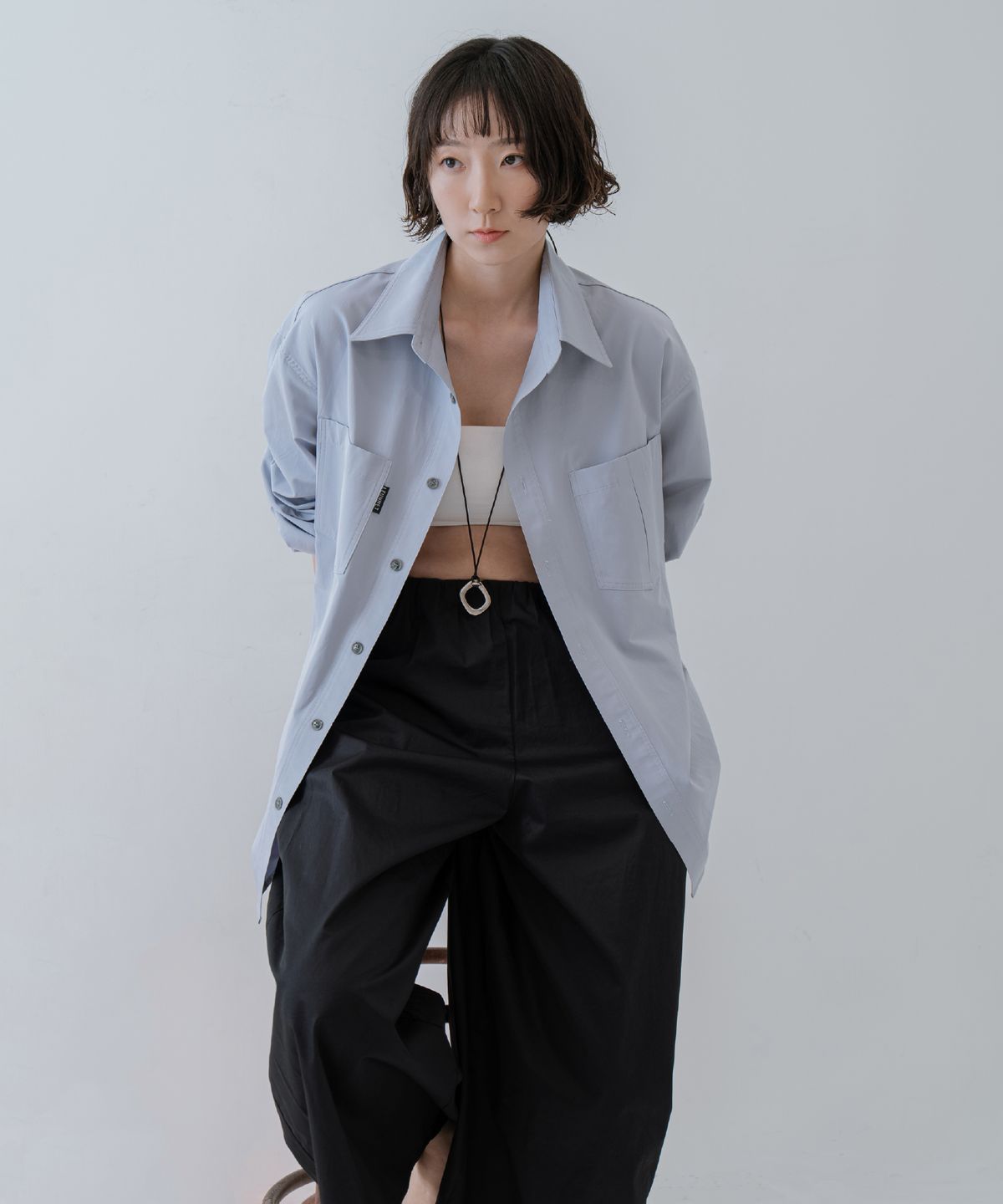 른넷(LEUNNET) 모븐 더블 포켓 셔츠 (Morven Double Pocket Shirt) / Blue Gray