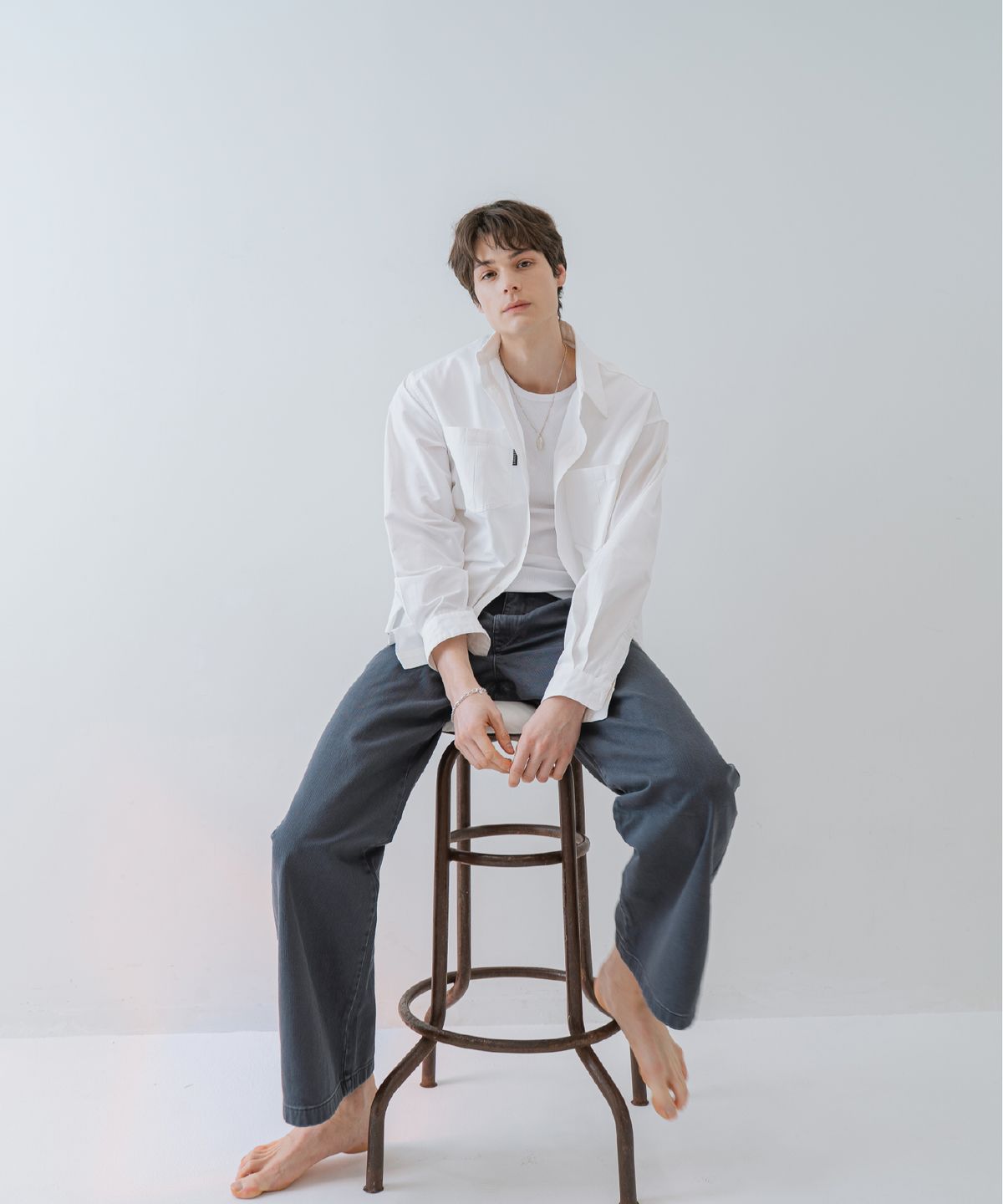 른넷(LEUNNET) 모븐 더블 포켓 셔츠 (Morven Double Pocket Shirt) / Pure White