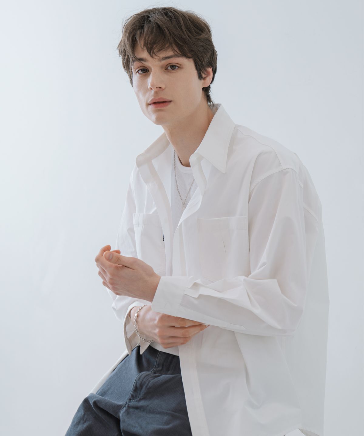 른넷(LEUNNET) 모븐 더블 포켓 셔츠 (Morven Double Pocket Shirt) / Pure White