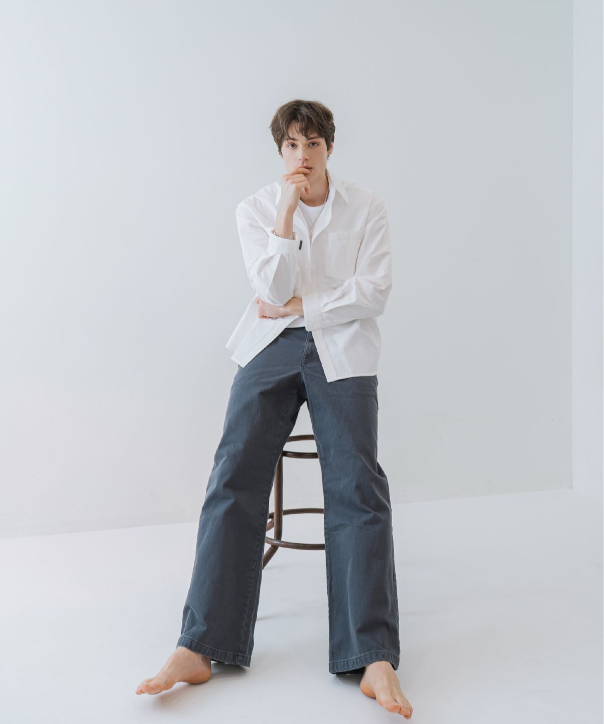 른넷(LEUNNET) 모븐 더블 포켓 셔츠 (Morven Double Pocket Shirt) / Pure White
