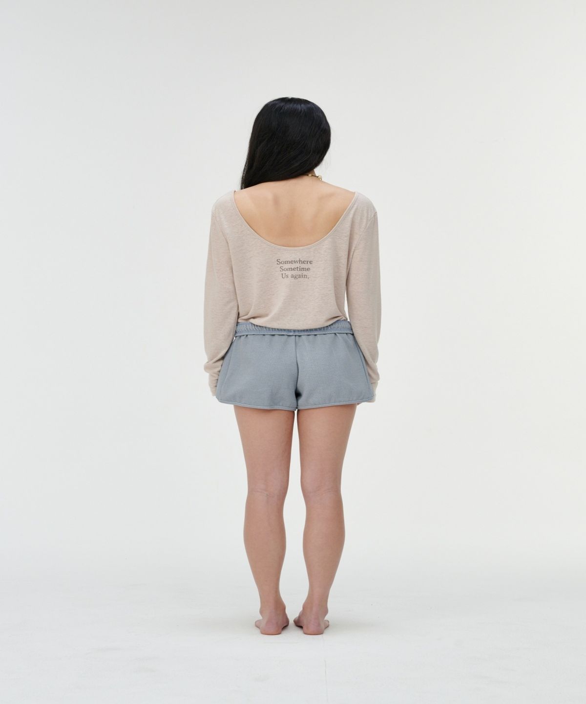 까롯(CARROTTE) Natural Linen Blend Printed T-shirt, Sand Beige