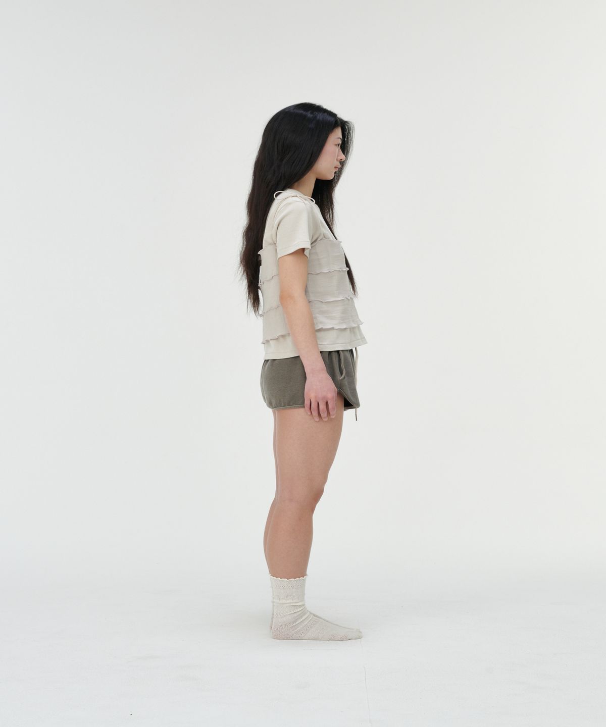 까롯(CARROTTE) Vintage Slub Cotton Ribbed Tee, Beige