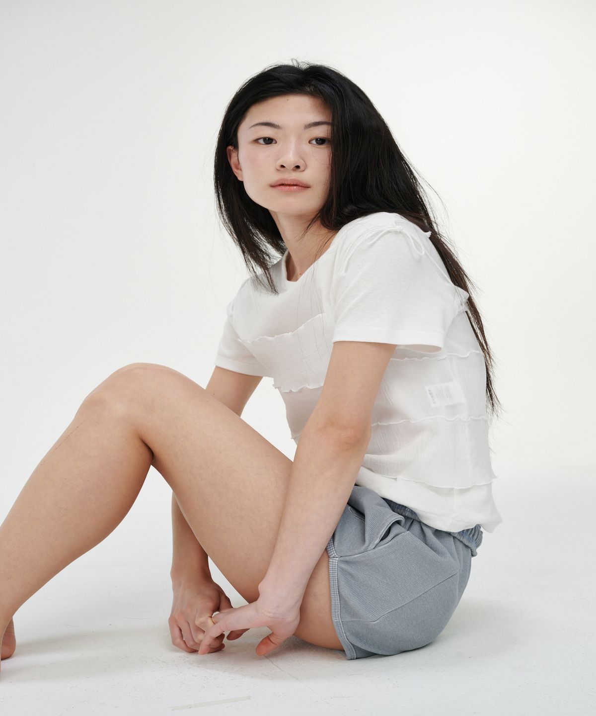 까롯(CARROTTE) Vintage Slub Cotton Ribbed Tee, White