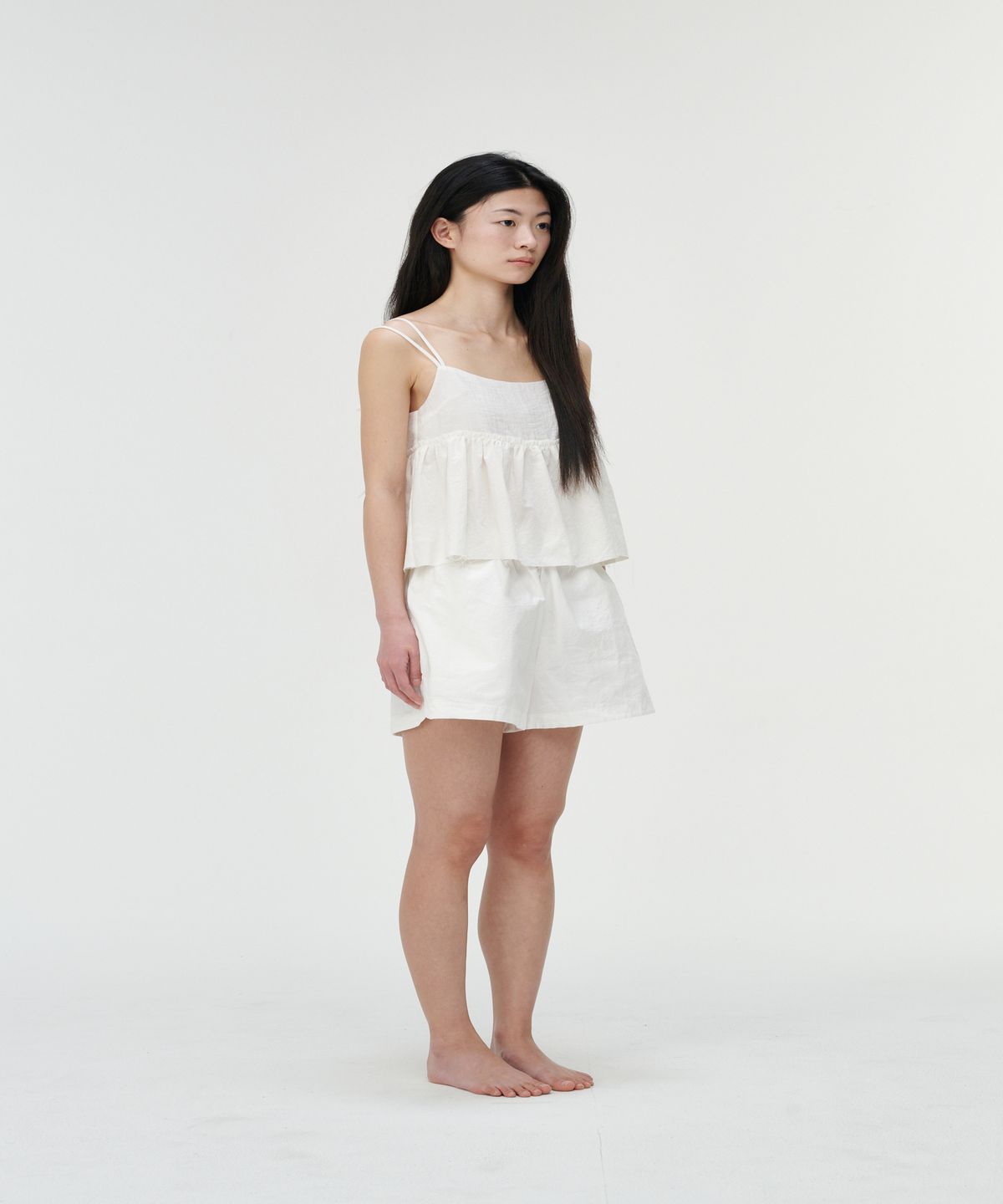 까롯(CARROTTE) Apel Frill Tencel Blouse, White