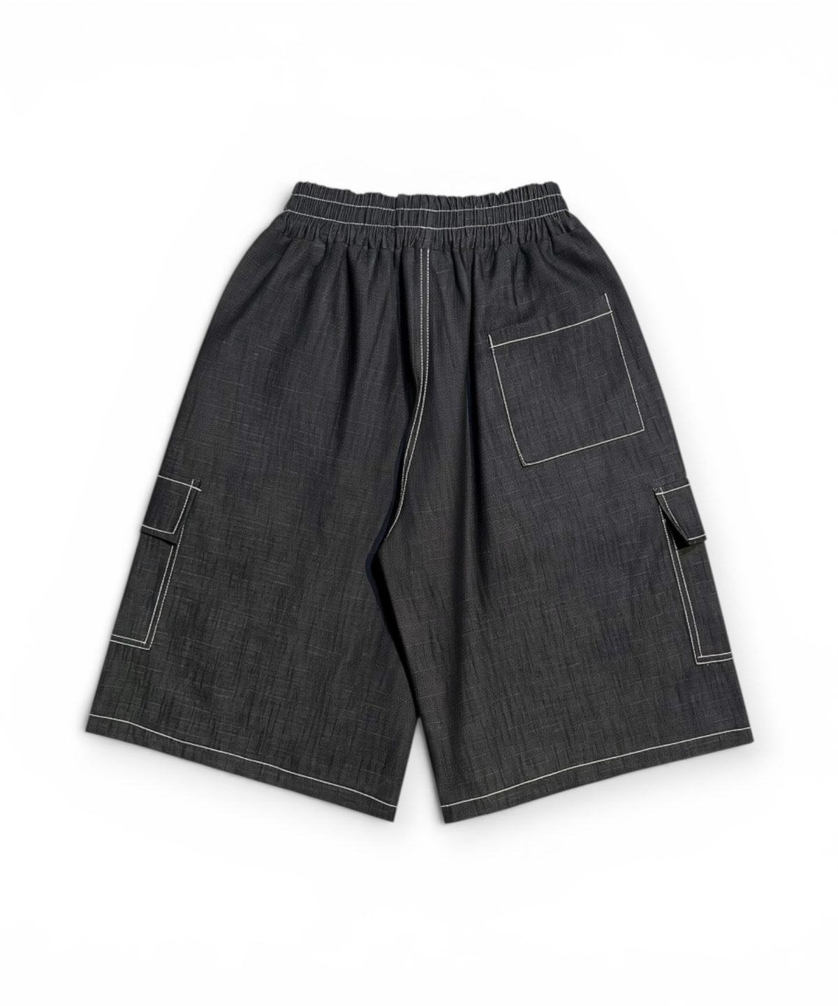 본슬리피(BORN SLIPPY) Blood Cross Stitch Cargo Bermuda Shorts (Black)