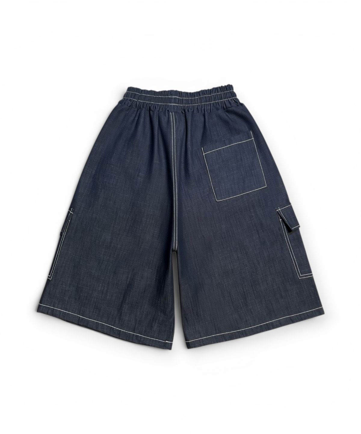 본슬리피(BORN SLIPPY) Blood Cross Stitch Cargo Bermuda Shorts (Deep Blue)