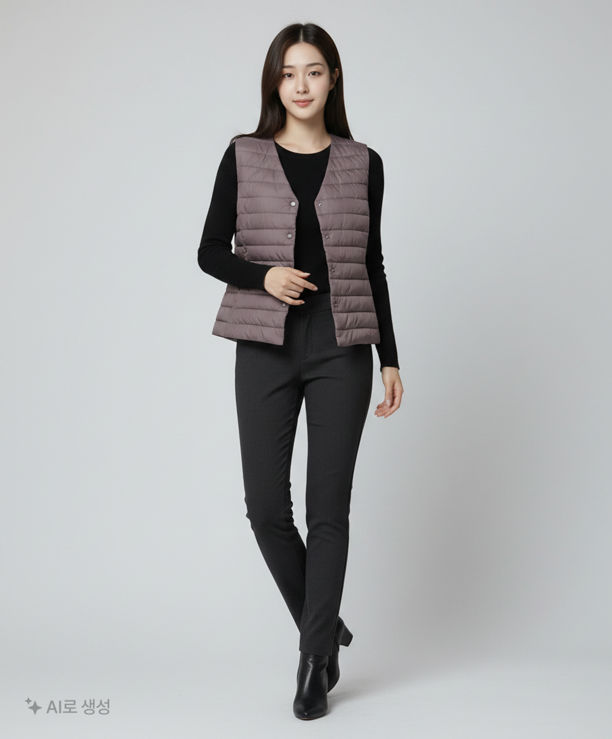 미쏘(MIXXO) 브이넥 슬림핏 경량패딩조끼 MIWJP9V01B M
