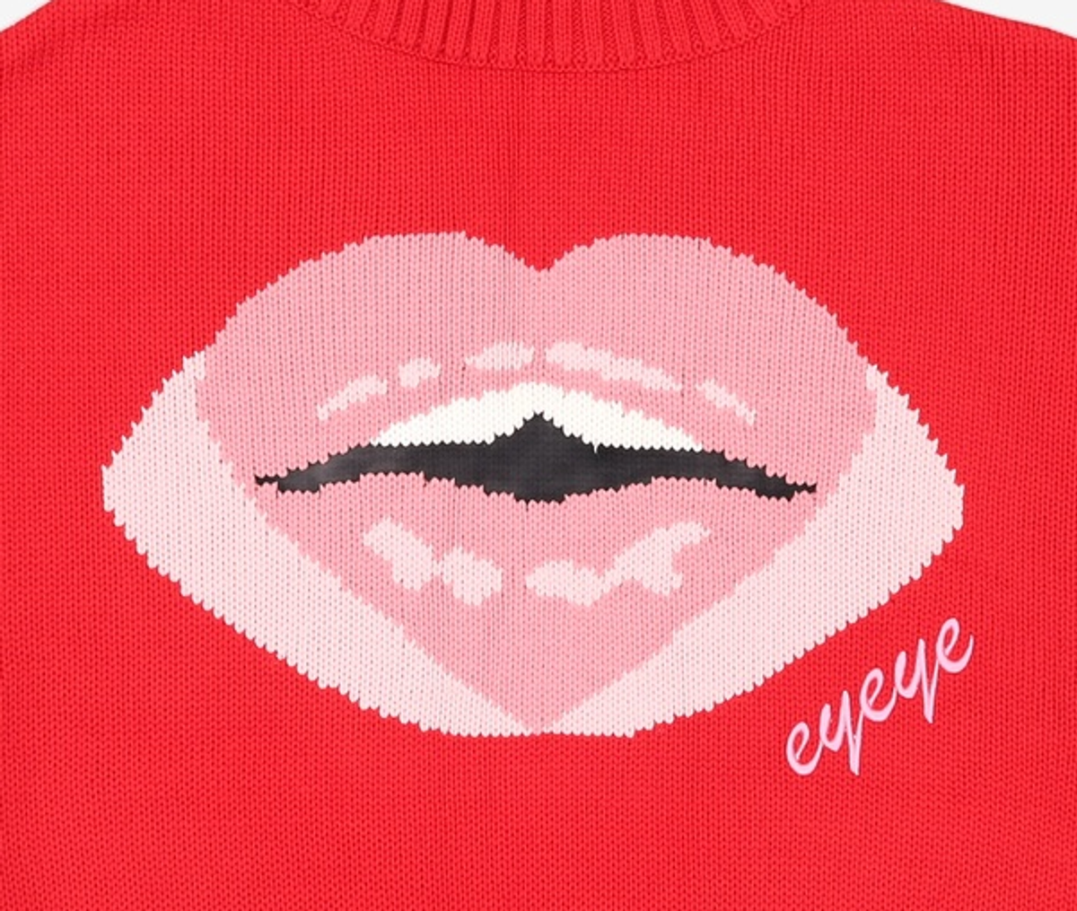아이아이(EYEYE) LIPS EMBROID TURTLE NECK KNIT TOP_RED (EEON4NTR05W) FREE